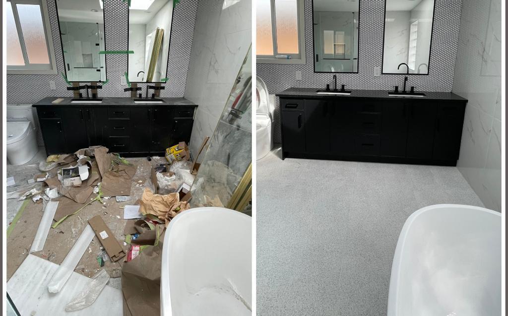 Before and after bathroom cleaning project in Denver