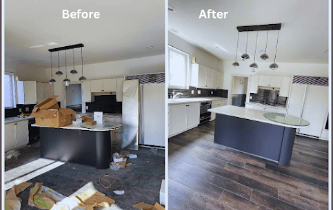 Before and after kitchen deep cleaning in a Denver home
