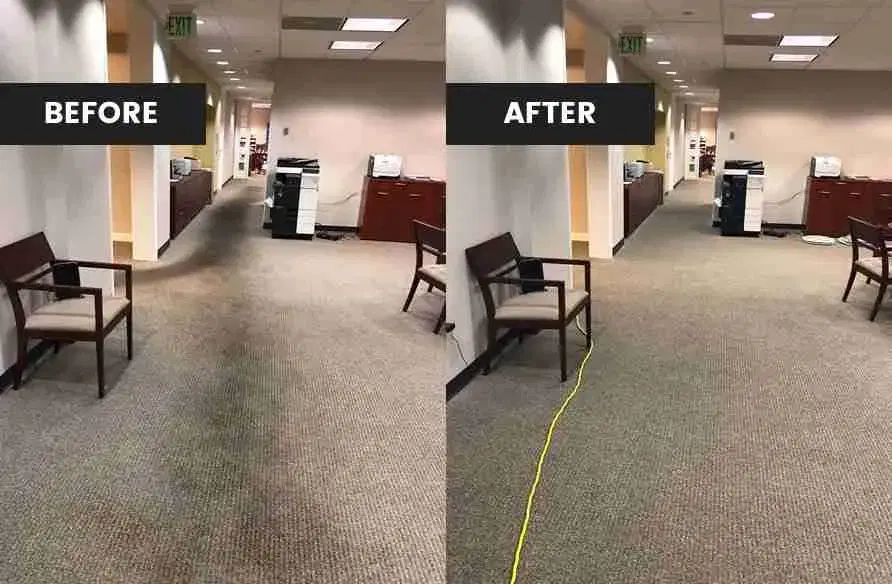 Before and after office cleaning in a Denver workspace